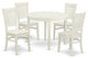 5-Piece Set, 4 Chair With Slatted Back and Table With Top, Linen White