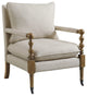 Upholstered Accent Chair With Casters, Beige