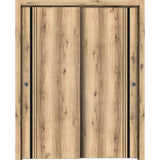Bypass Doors 48 x 80 | Planum 0011 Oak with  | Sturdy Rails