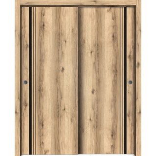 Bypass Doors 48 x 80 | Planum 0011 Oak with  | Sturdy Rails