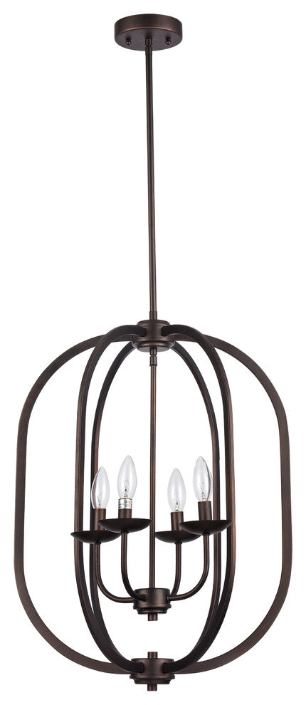 Osbert Industrial Style 4-Light Oil Rubbed Bronze Ceiling Pendant, 18" W