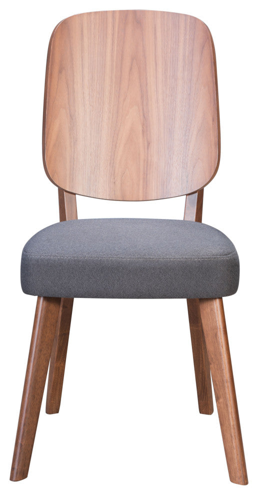 Alberta Dining Chair, Set of 2 Walnut & Dark Gray