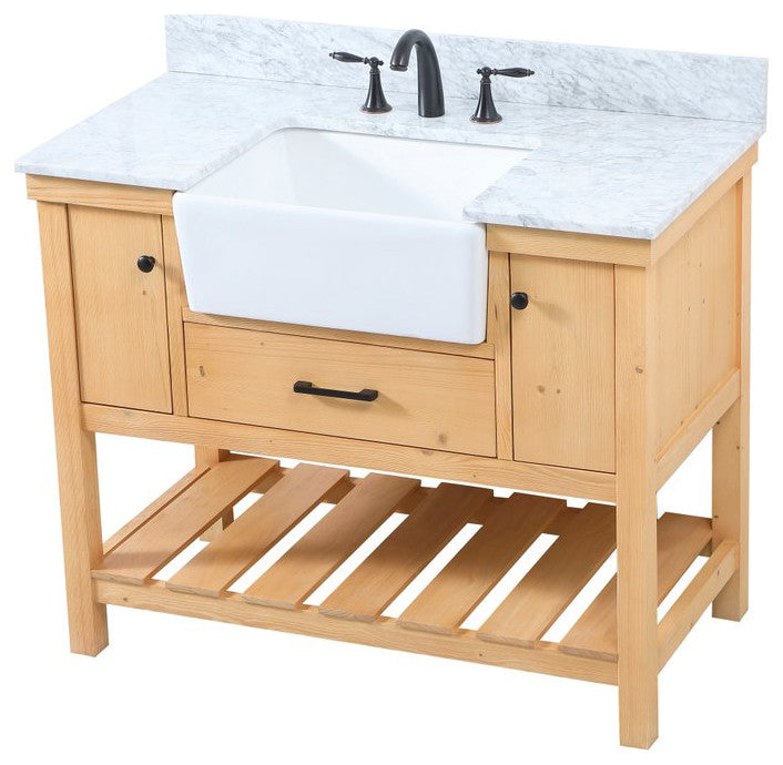Home Living 22" Farmhouse Natural Wood-Light Bathroom Vanity