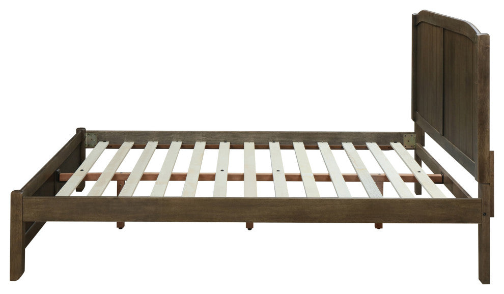 Camille Rustic Wooden Queen Platform Bed, Weathered Oak