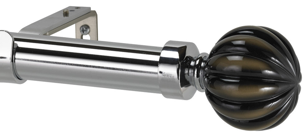 Ceramic Ball Non-Telescoping Curtain Rod, Chrome, 48''