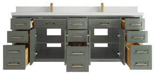 Cambridge 84" Double Sink Bath Vanity in Evergreen 2" White Quartz