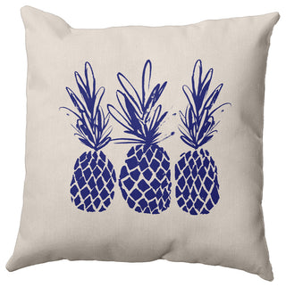 16" x 16" Pineapples Decorative Throw Pillow, Indigo Blue