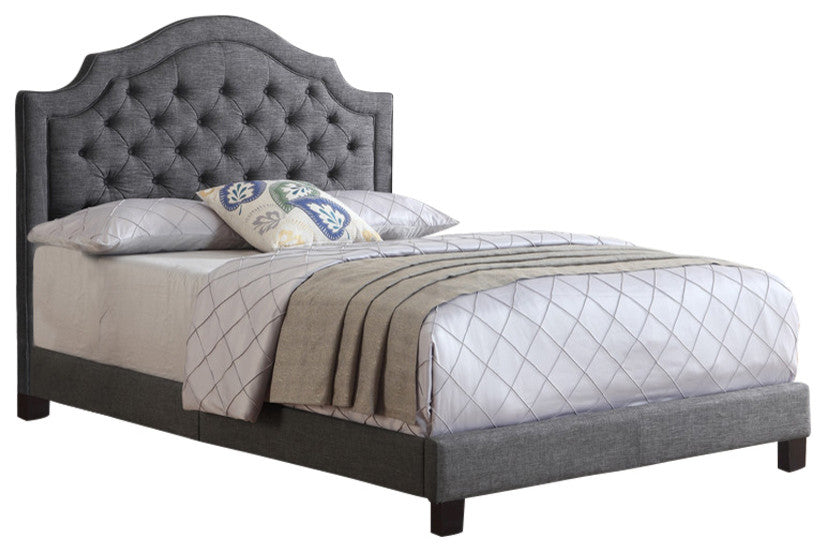 Rosevera Angelo Tufted Upholstered Panel/Platform Bed, Gray, Queen