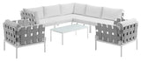 Harmony 8 Piece Outdoor Patio Aluminum Sectional Sofa Set EEI-2619-WHI-WHI-SET