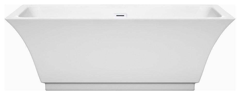 Galina 67" Freestanding White Bathtub, Shiny White Drain and Overflow Trim