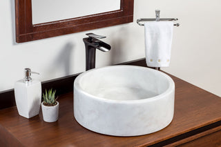 Natural Stone Vessel Bathroom Sink, Blizz Marble