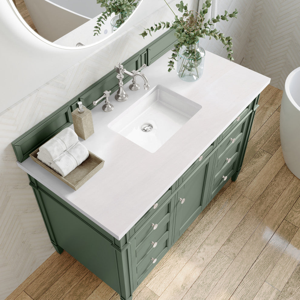Brittany 60" Double Vanity, Smokey Celadon,  White Zeus Quartz Top
