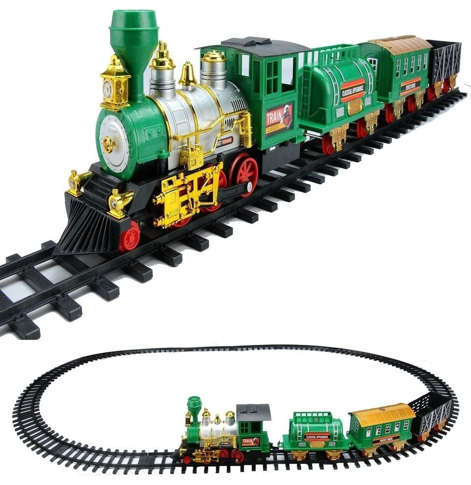 20-Piece Battery Operated Lighted Animated Classics Train Set, With Sound, Green