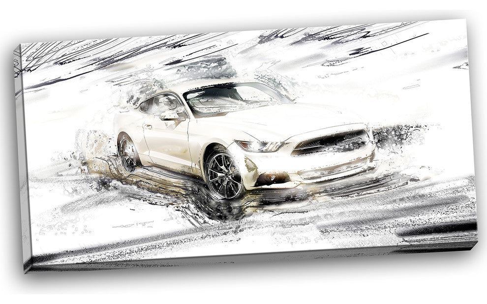 "Super Charged White Muscle Car" Canvas Painting