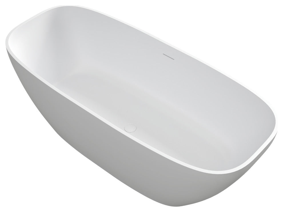 67" Solid Surface Freestanding Flatbottom Non-Whirlpool Bathtub, White
