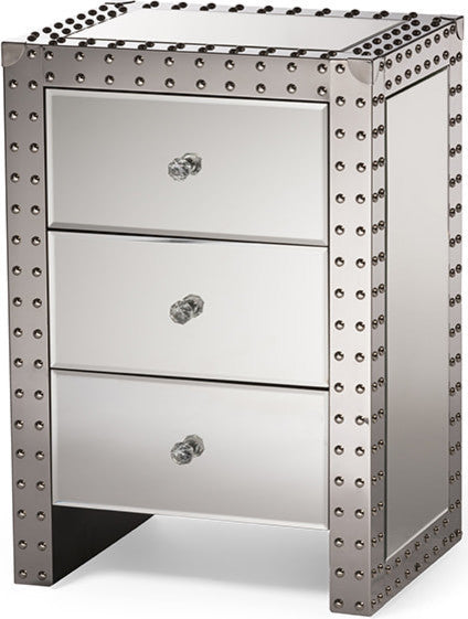 Azura Modern HollyWood Regency Glamour Style Nightstand Bedside Table