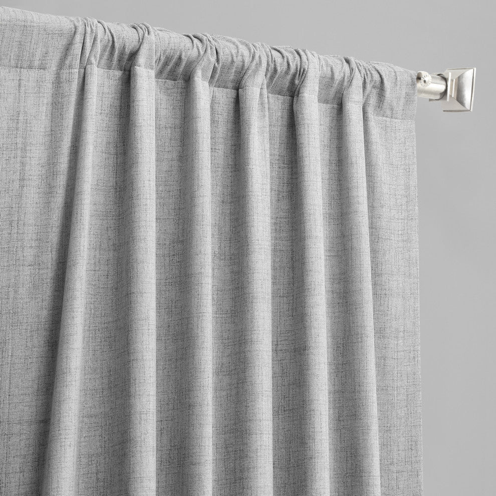 Vintage Thermal Cross Linen Weave Blackout Curtain Single Panel, Millennial Gray, 50"x120"