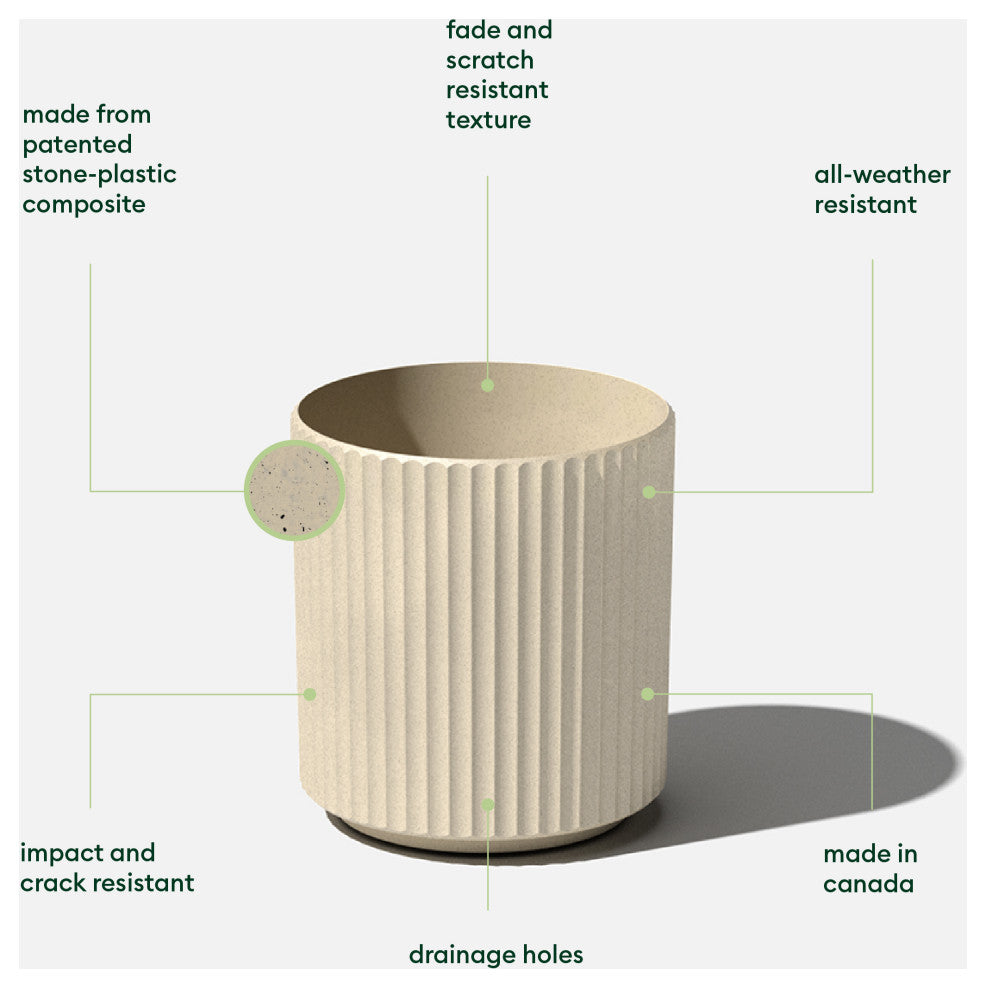 Veradek Demi Series Planter, Sand, 12", 2 Pack