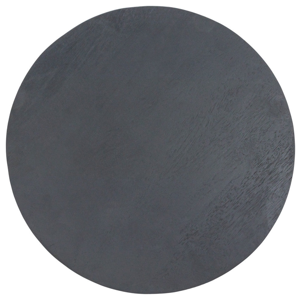 Round Mango Wood Pedestal, Black