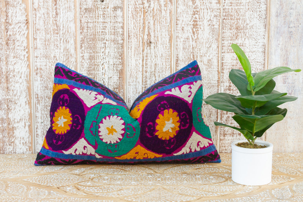 Kaderli Nurata Suzani Lumbar Pillow