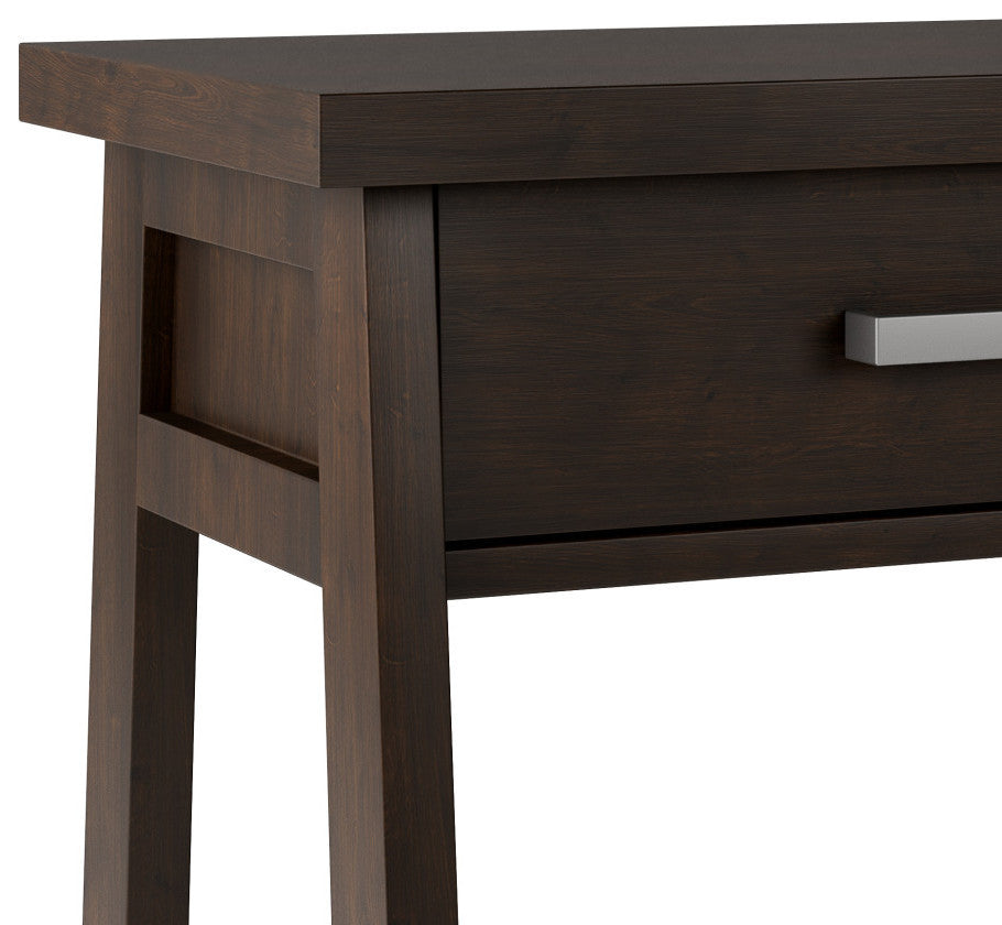 Sawhorse Solid Wood 24" Bedside Nightstand Table, Dark Chestnut Brown