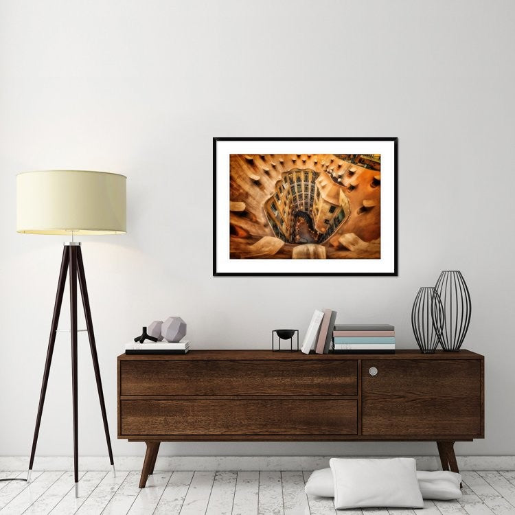 "Casa Mila La Pedrera Barcelona." Framed Digital Print by Massimo Cuomo, 44x33"