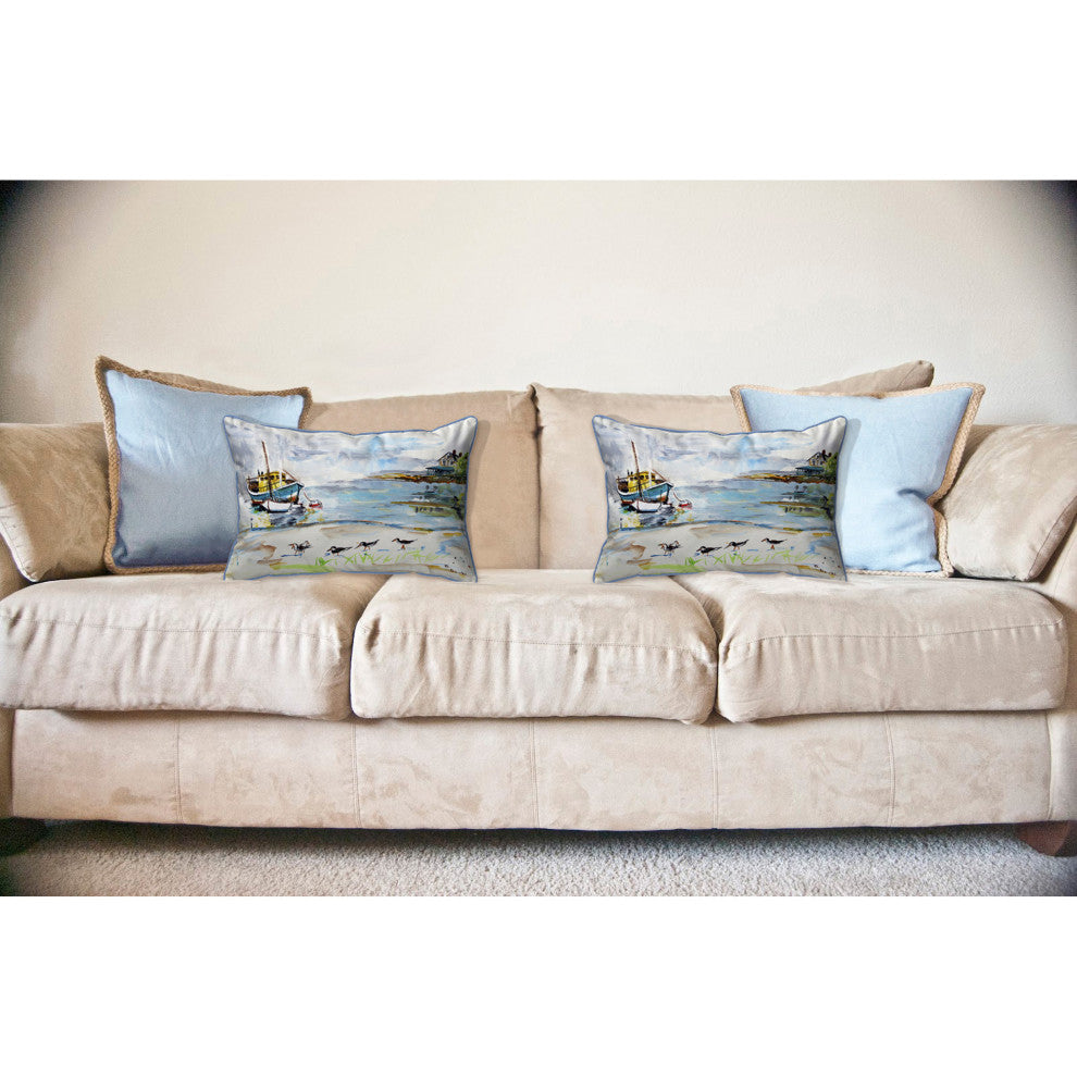 Boat & Sandpipers Large Indoor/Outdoor Pillow 16x20