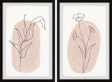 Poppy Black Lines Diptych, 2-Piece Set, 16x24 Panels