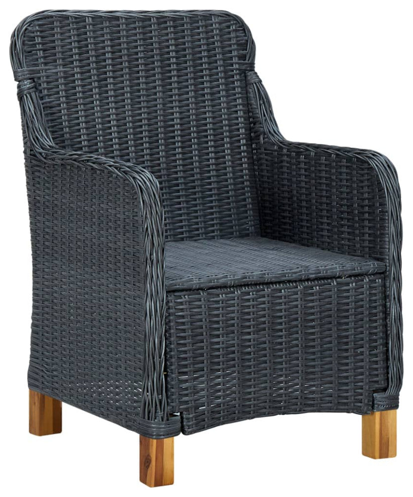 vidaXL Patio Chairs 2 Pcs Patio Dining Chair with Cushions Poly Rattan Dark Gray
