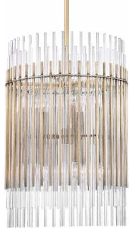 Wallis, 10 Light, Pendant, Aged Brass Finish, Clear Glass