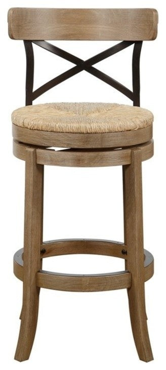 29" Myrtle Swivel Bar Stool, Wheat Wire-Brush