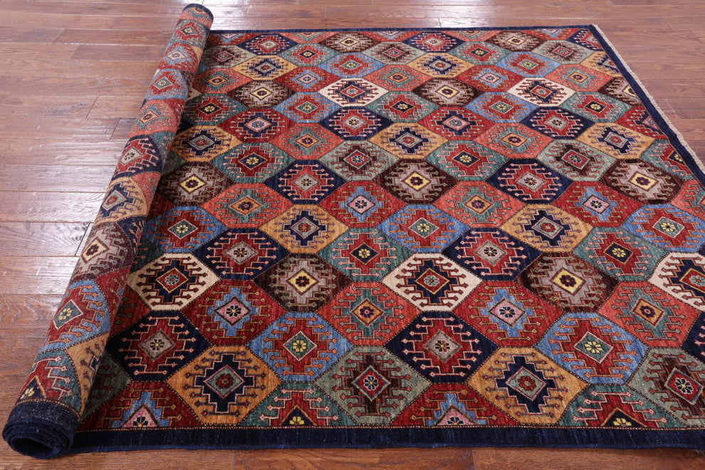 5' 10" X 9' 3" Shall Persian Gabbeh Hand Knotted Wool Rug Q5021