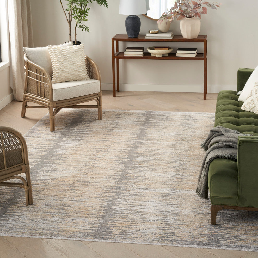 Nourison Abstract Hues 5'3" x 7'6" Grey Gold Modern Indoor Area Rug