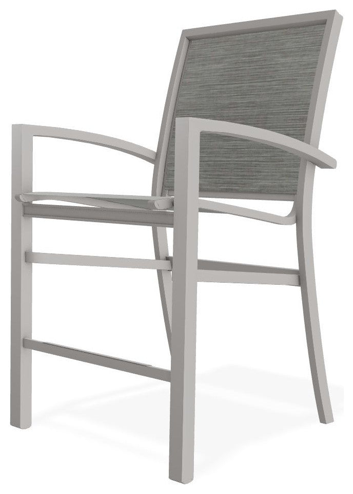 Kendall Sling Balcony Height Stackable Outdoor Stool, Sicily/Warm Gray