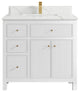 Sonoma 36 Center Sink Reeded Bath Vanity in White 1.5" Calacatta Laza