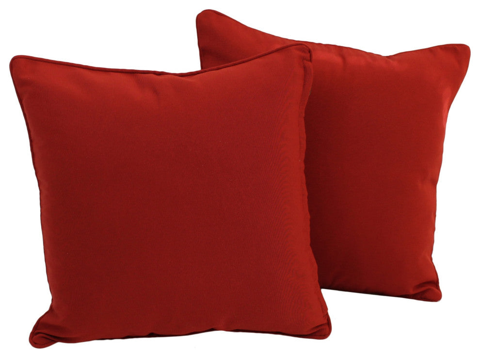 18" Double-Corded Solid Twill Square Throw Pillows, Set of 2, Ruby Red