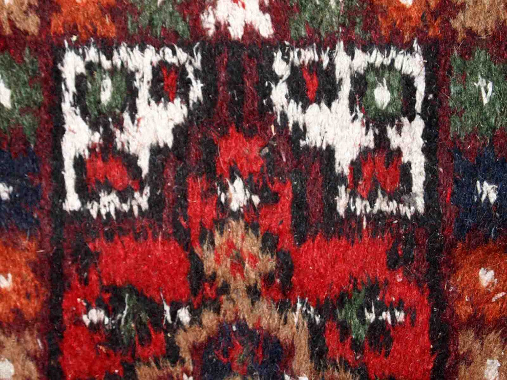 Handmade vintage Persian Hamadan rug 1.3' x 2' (40cm x 61cm) 1970s