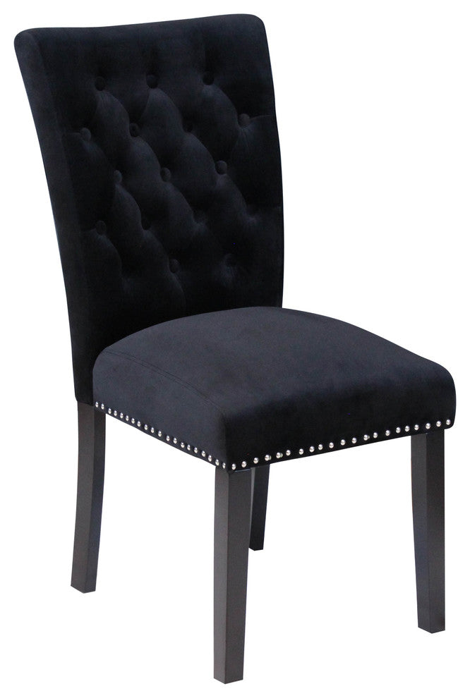 Markelo Dining Chair, Black, Velvet, Set of 2