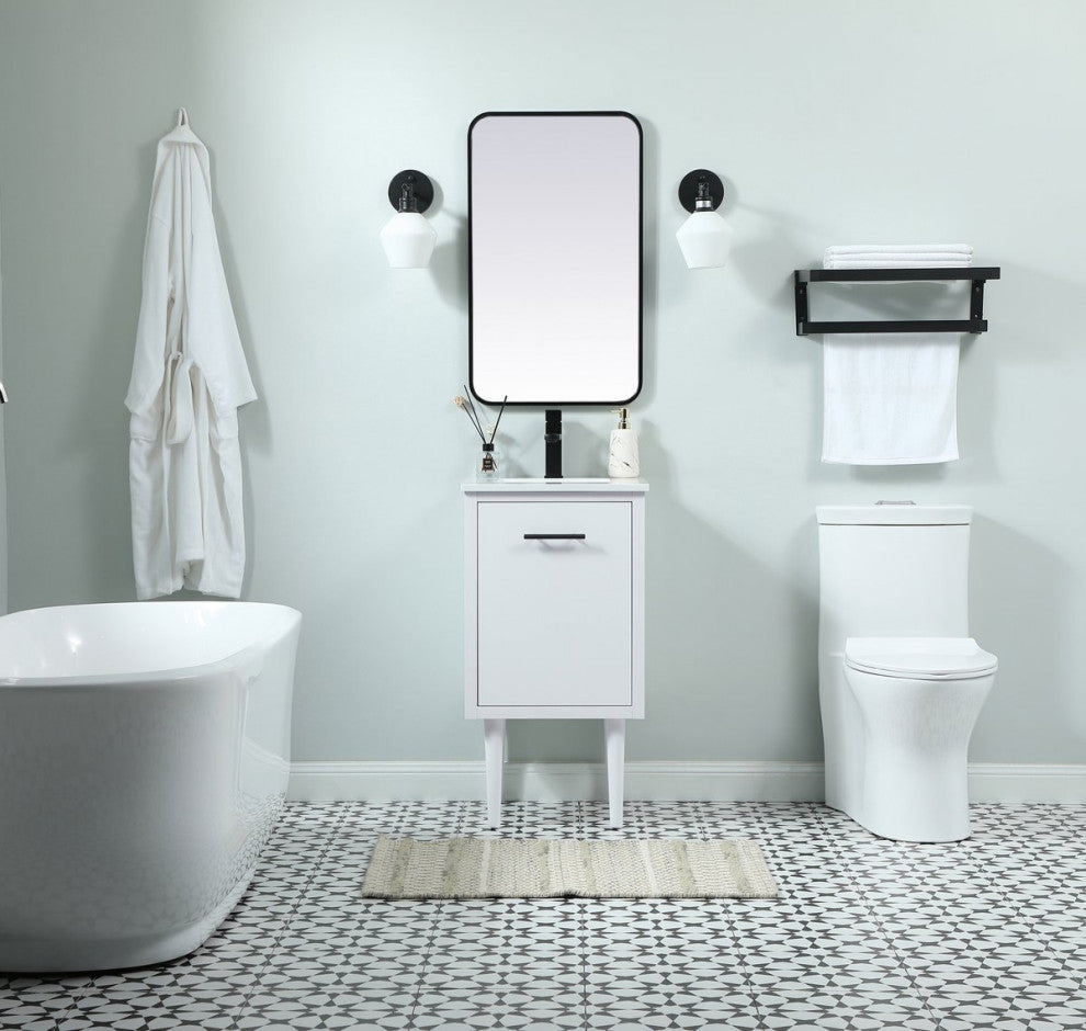 Home Living 19" Midcentury Modern White-Light Bathroom Vanity