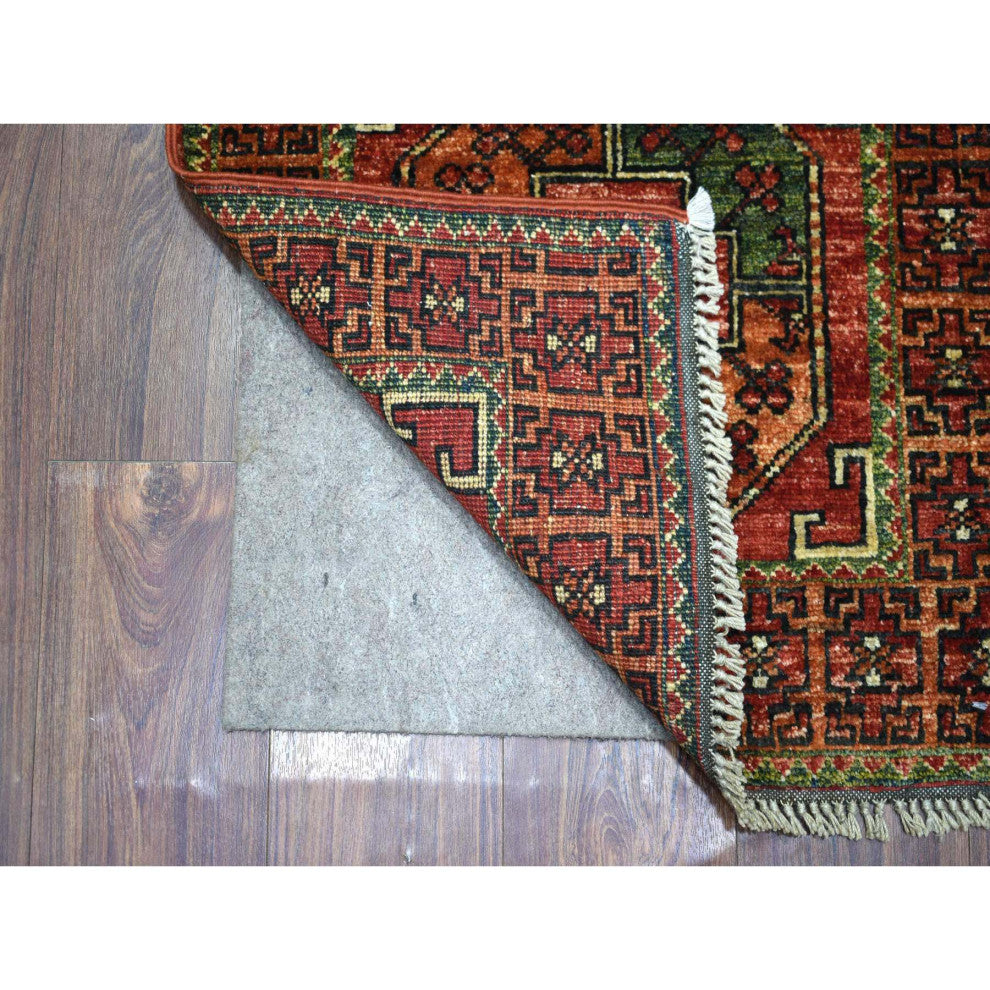 TomatoRed Afghan Ersari Elephant Feet Design 100% Wool Oriental Rug  2'0" x 3'0"