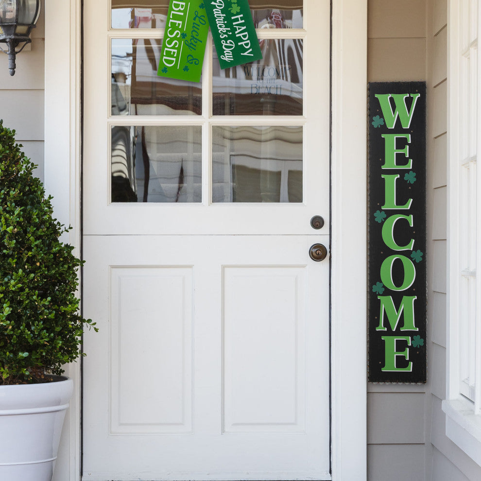 42" Lighted St. Patrick's Wooden "Welcome" Porch Sign