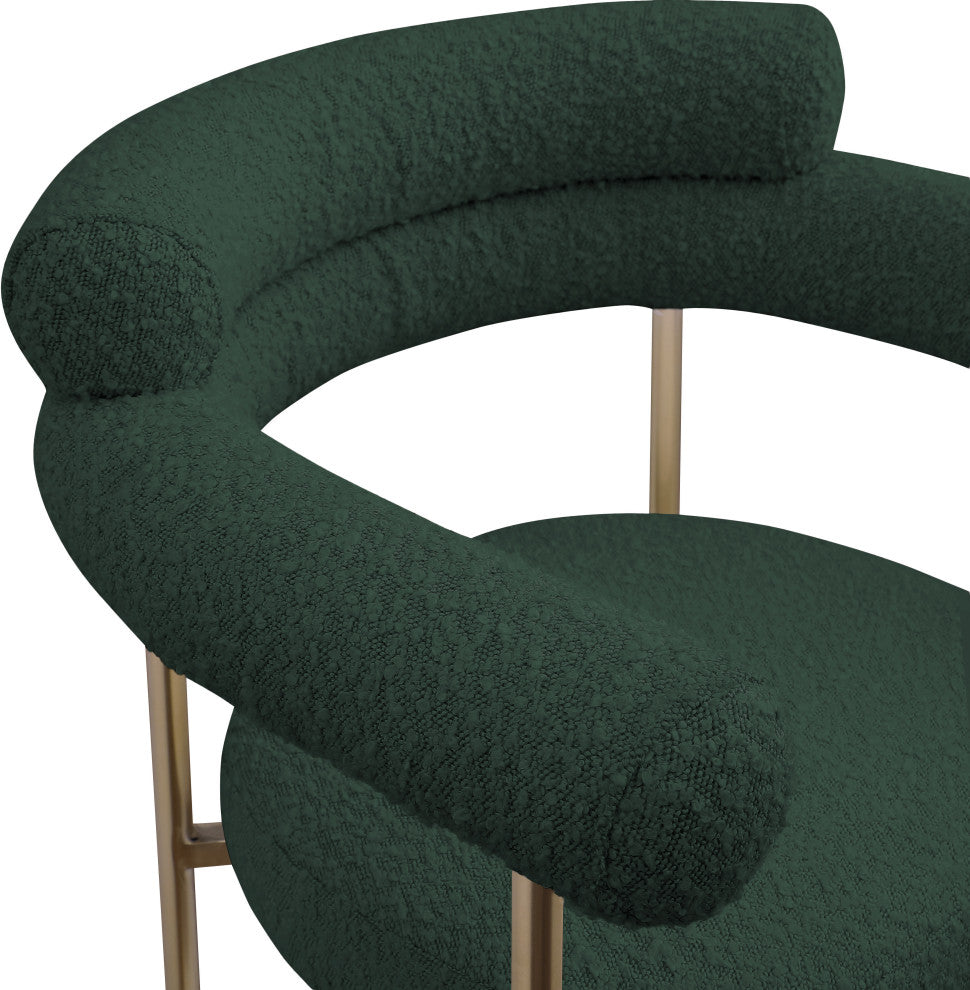 Blake Boucle Fabric Upholstered Counter Stool, Set of 2, Green, Brushed Finish