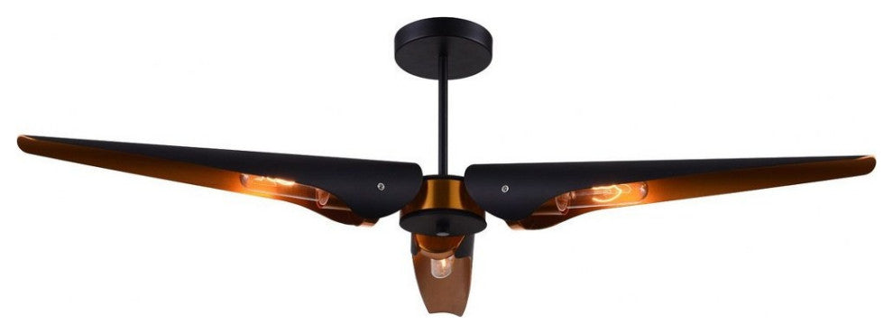 CWI Lighting 1019P39-3-143 3 Light Chandeleir with Matte Black Finish