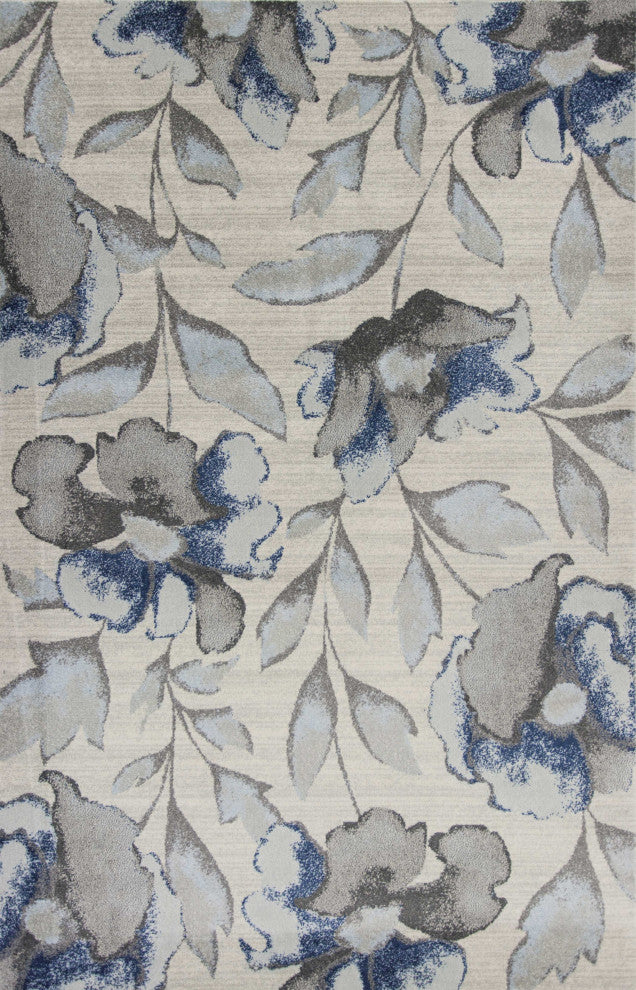 HomeRoots 7' x 10' Polypropylene Grey or Blue Area Rug