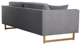 Lenox Velvet Sofa With Brass Legs, Gray