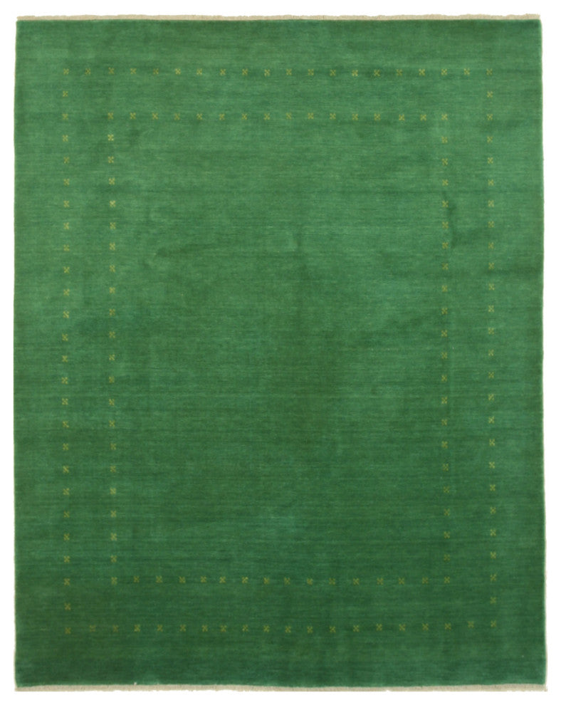 Handmade Wool Green Transitional Solid Lori Baft Rug, 10' X 14'