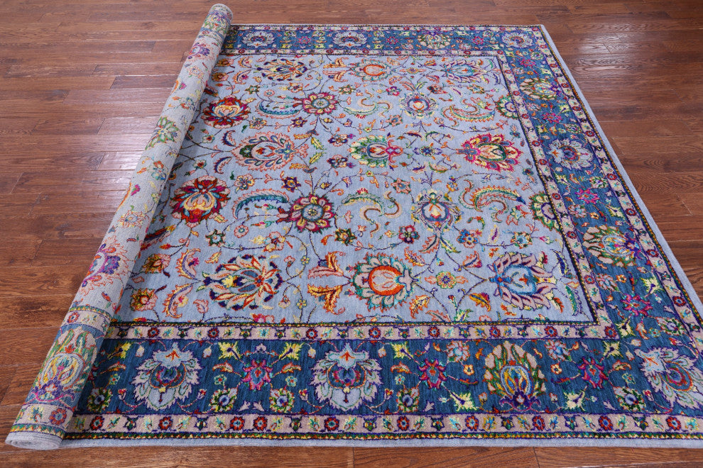 8' 2" X 10' 2" Wool & Silk Handmade Persian Rug - Q15775