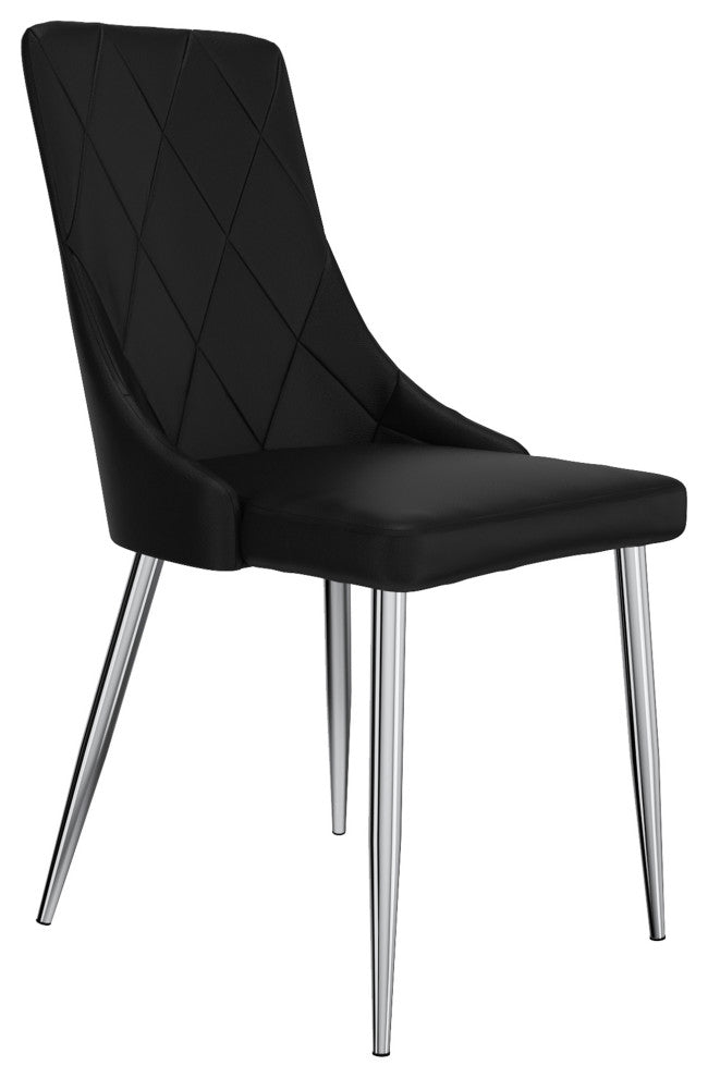 Faux Leather Dining Chair, Set of 2, Black