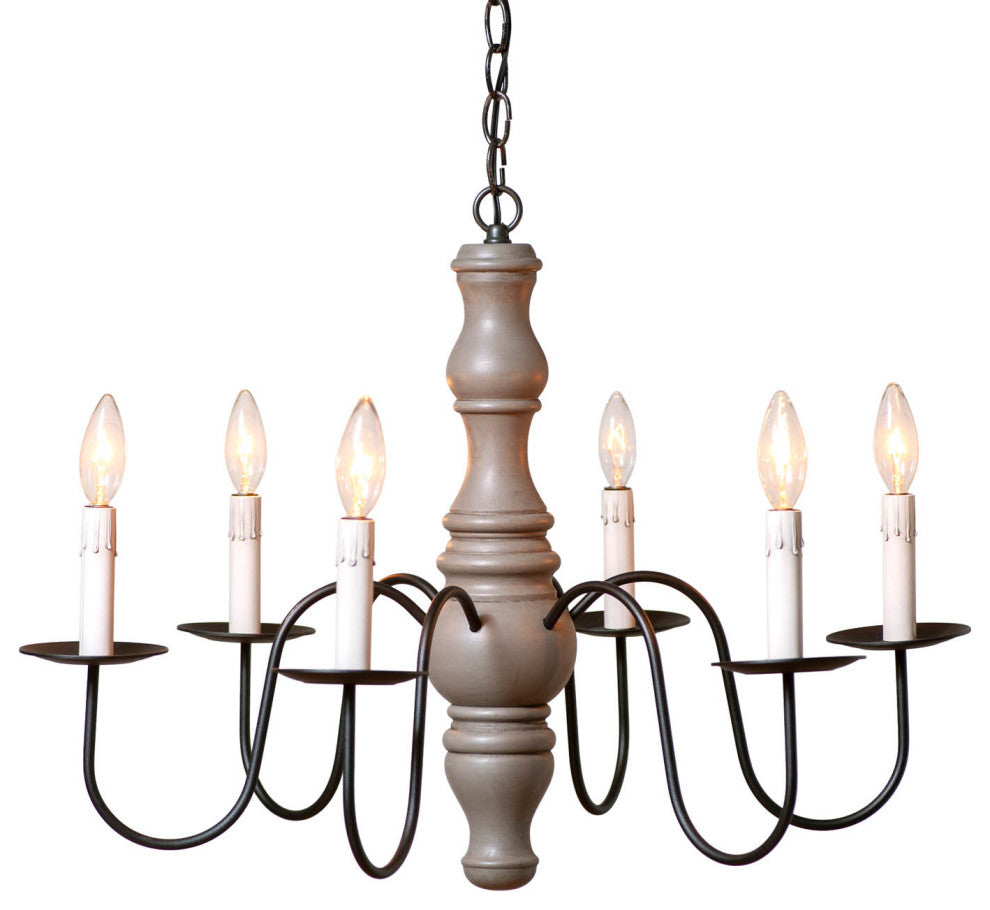 Irvins Country Tinware Gettysburg Chandelier in Earl Gray - 6 Light