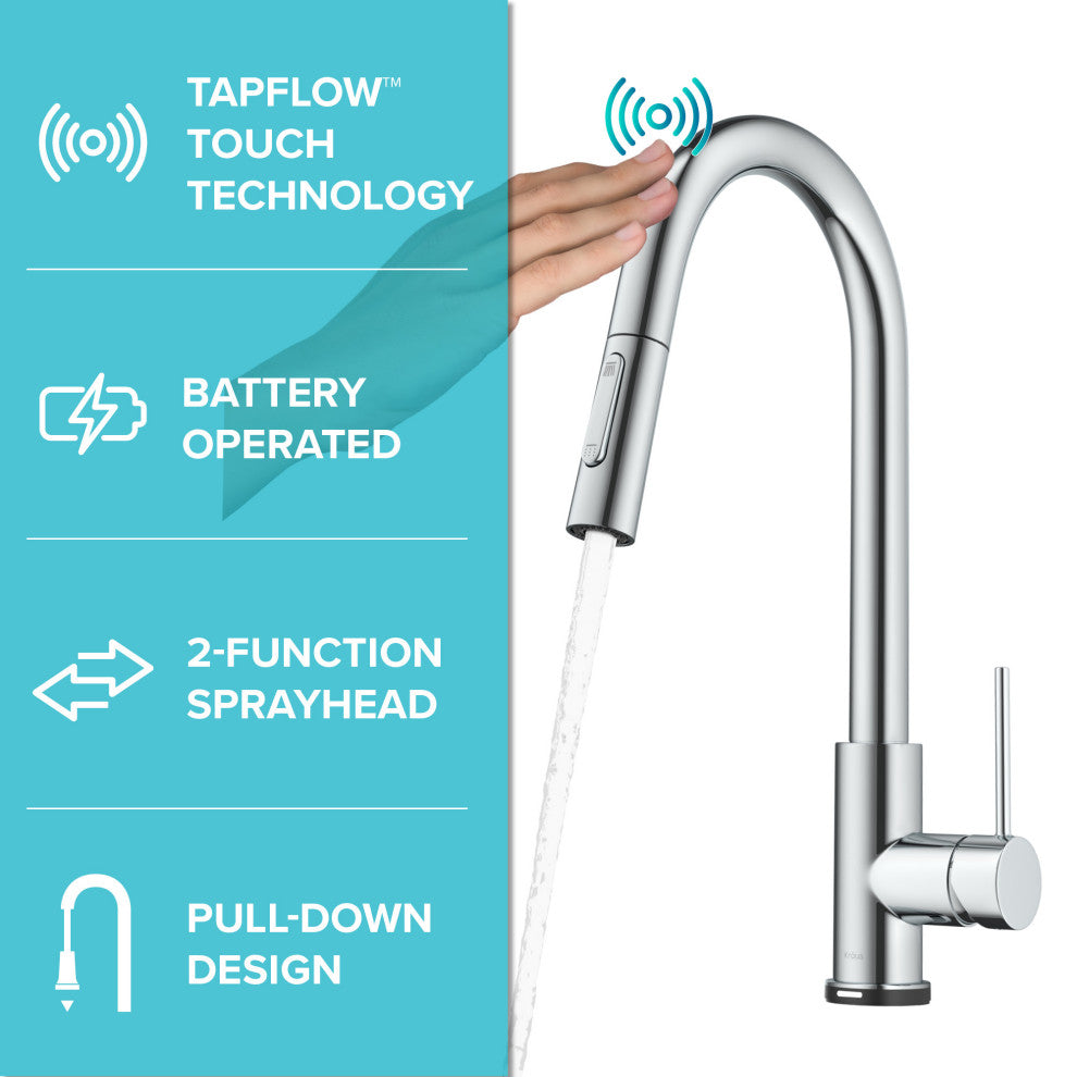Oletto Pull-Down 1-Hole Kitchen Faucet, Chrome, Model Ktf-3104ch